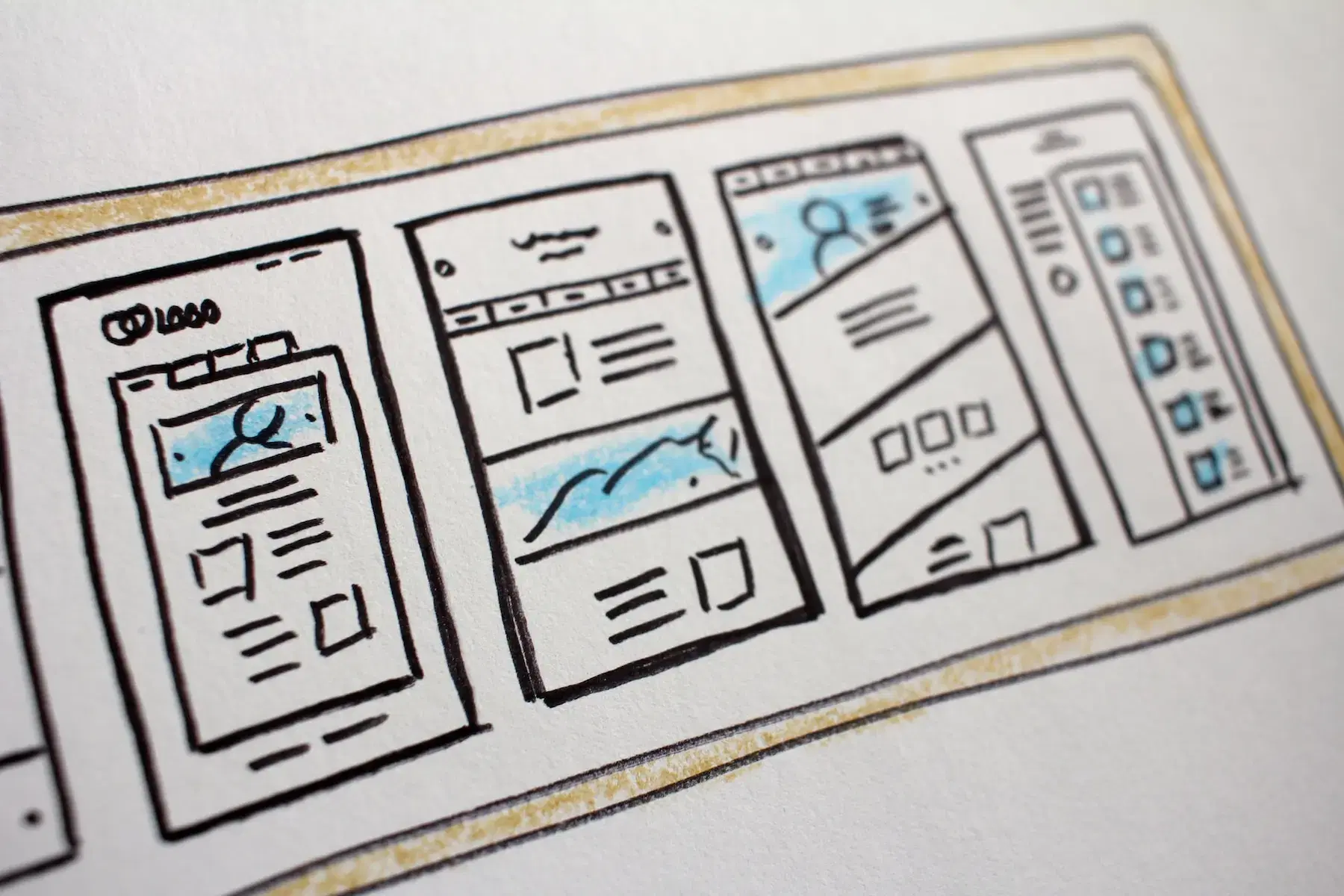 photo of a website wireframe in illustration form.